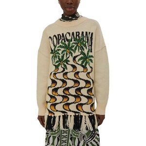 FARM Rio Cream and Yellow Palm Sweater